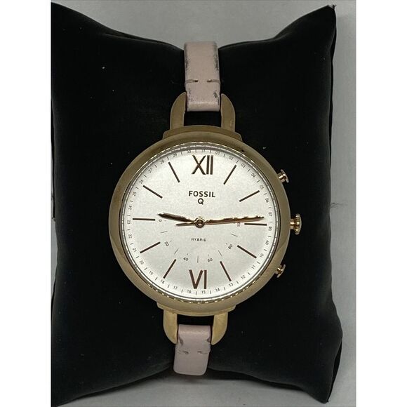 Fossil Q FTW5023 Womens Annette Pink Leather Analog Dial Hybrid Smartwatch CM631 - Picture 1 of 12